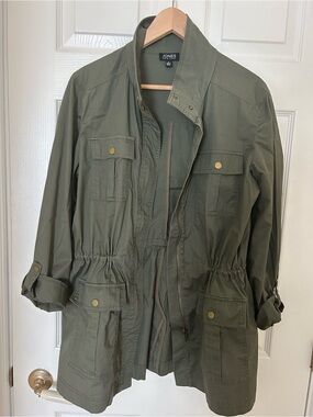 Jones New York Military-Style Olive Utility Jacket, Cotton